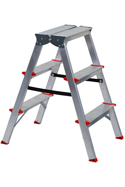Evotools Scara Dubla din Aluminiu ETS 1167 - Inaltime platforma 65 cm Nr. Tre...