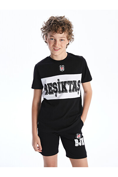LC Waikiki Two Mt Shop Quality Lcw Kids Black Oval Collar Beşiktaş Printed Bo...