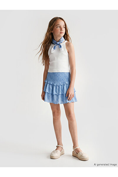 LC Waikiki Trendlucky Girl's Floral Layered Shorts Skirt with Difference in C...