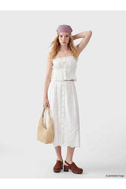 LC Waikiki Two Mt Shop Quality Elastic Waist Brode Pleated Skirt