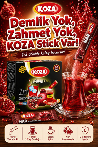 Koza Gurmelerin Seçimi Pratik Lezzet Nar Aromalı Oralet Tek İçimlik Premium İçecek Tozu 50 Stick
