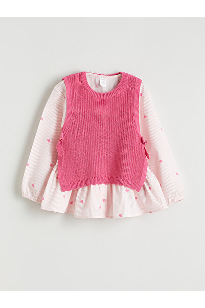 LC Waikiki Nevavm Printed Poplin Girls' Shirt and Sweater with a Difference