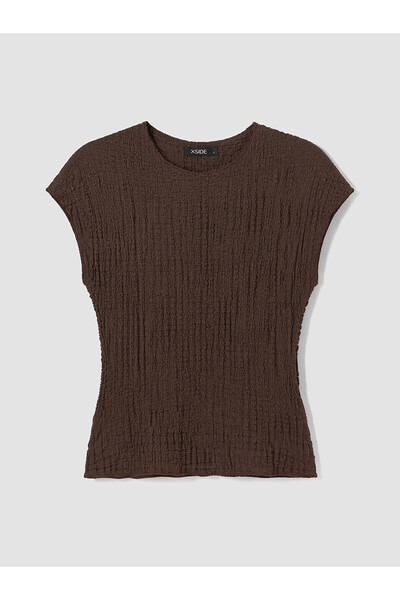 LC Waikiki Peak New Season Crew Neck Textured Blouse