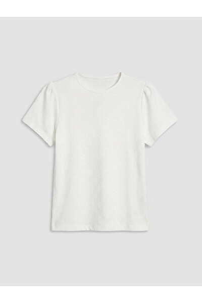 LC Waikiki Trendlucky Girls' T-Shirt with Oval Collar and Contrast