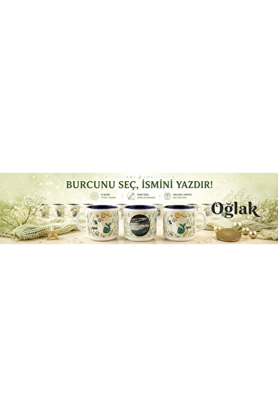 PALTO TASARIM Kişiye Özel Oğlak Burcu Tasarımlı Beyaz Burc Kupa - Hediyelik K...