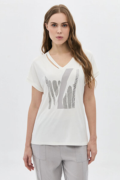 DAIDO Yaka Detaylı Bsn'li Taşlı T-Shirt