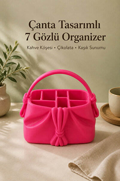 fao shop 7/24 Çanta Tasarımlı 7 Gözlü Masaüstü Organizer 20×15 cm | Takı, Mak...