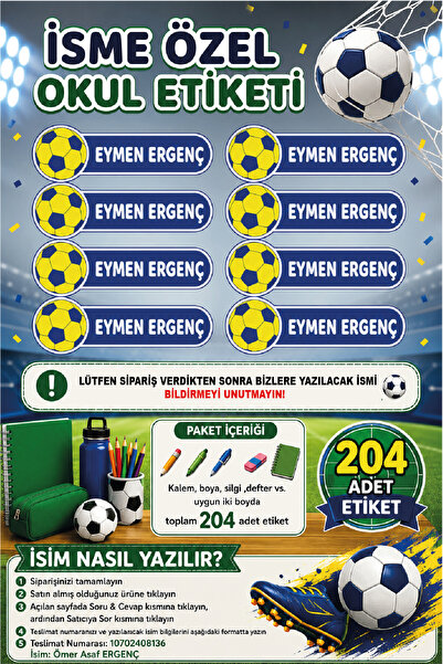 Ayza Tasarım Kalem Defter Kitap Etiketi İsim Etiketi Kişiye Özel Yapışkanlı E...