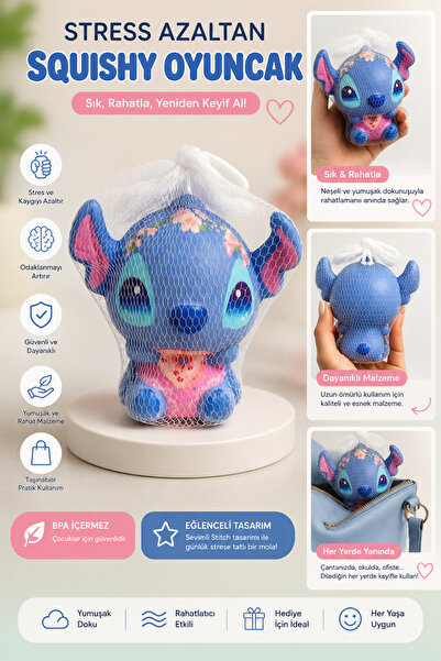 TOYTOPIA Mavi Stitch Figür Oyuncak Squishy - Sık bırak stres azaltıcı stiç su...