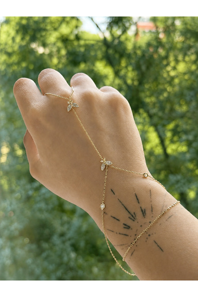 Lisse.co Anti-Tarnish Butterfly Single Stone Detail Steel Şahmeran