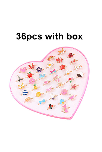 Choice7 36Pcs with box A2 10/20/36 pcs Cute Adjustable Rings Children Girls P...