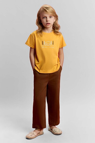 nk kids Nk Girl's Home Print Short Sleeve T-Shirt 4-8 Years Old Mustard