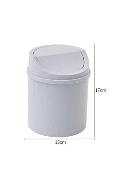 Choice Light Grey Mini Desktop Bin Small Trash Can Tube with Cover Bedroom Tr...