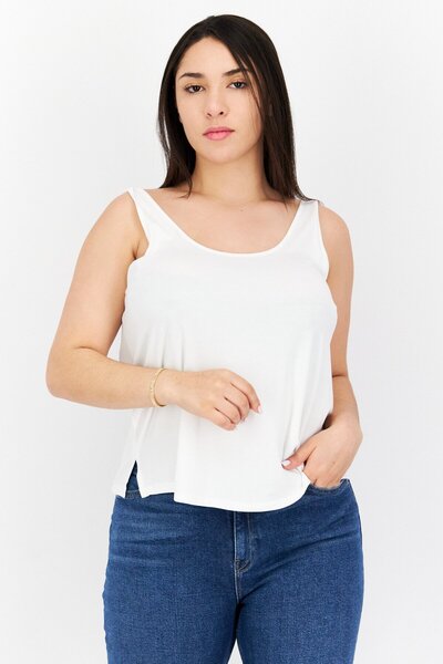Gentle Fawn بلوزة نسائية بدون أكمام بفتحة رقبة على شكل حرف U، باللون الأبيض