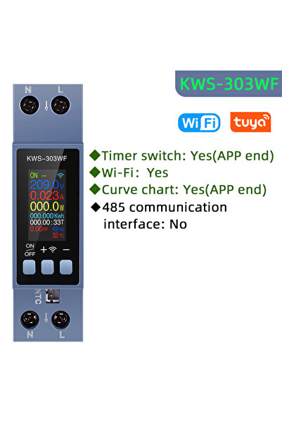 Choice1 KWS-303WF Tuya WiFi Power Meter Din Rail 2P AC Energy Meter APP Contr...