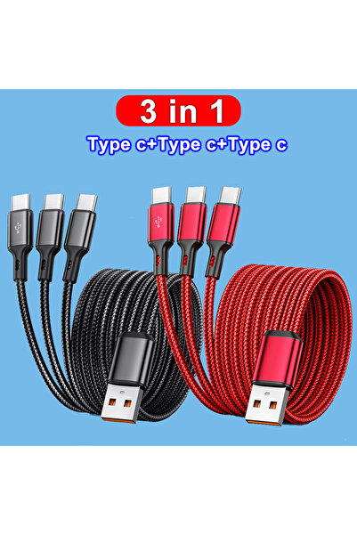 Choice USB-A to Multi 1.2m Black and Red 3 In 1 USB-Type C 100W Fast Charging...