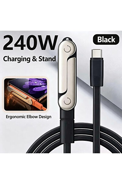 Choice3 Black 2-piece set 240W 2-in-1 USB C to USB C Fast Charging Foldable S...