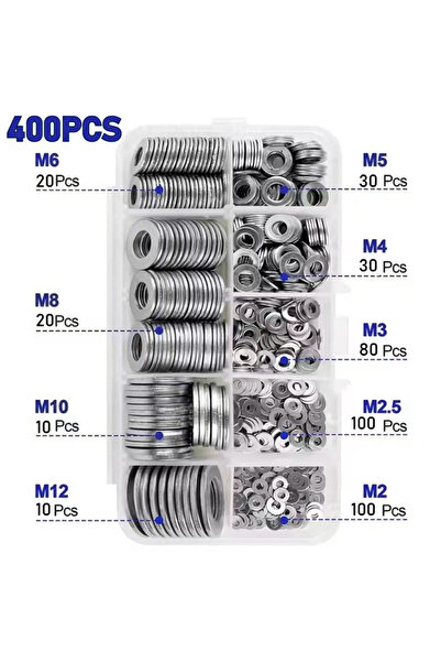 Choice3 400pcs 600/400/100pcs Stainless Steel Flat Washers Set M2-M12 Home DI...