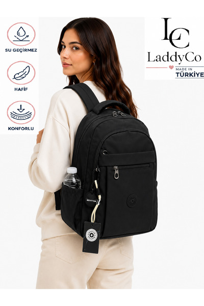 LaddyCo حقيبة ظهر مدرسية عصرية مقاومة للماء للجنسين 2300 أسود