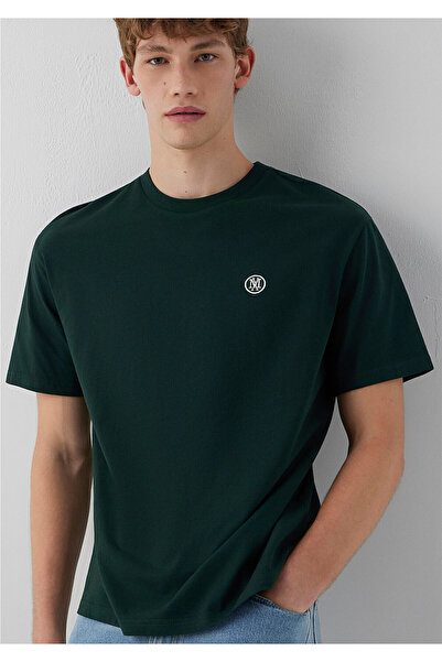 Mavi Logo İşlemeli Yeşil Basic Tişört Loose Fit / Bol Rahat Kesim 067074-85173