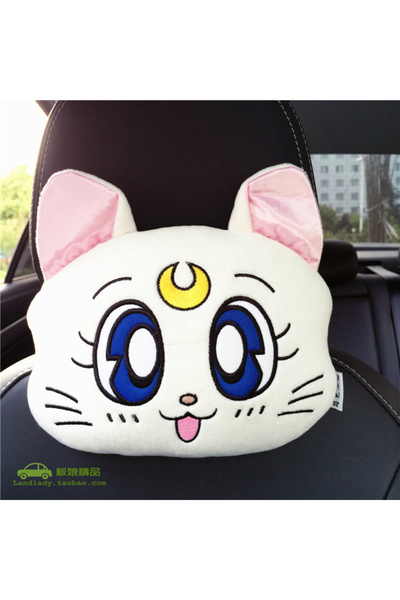 Choice7 1 Headrest Pillow Cute Lucy Cat Anime Plush Car Headrest Pillow Neck ...