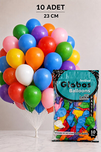 BALON DİYARI Karışık Pastel Renk Balon 23 cm 10 Adet – Kaliteli İspanya Ürünü