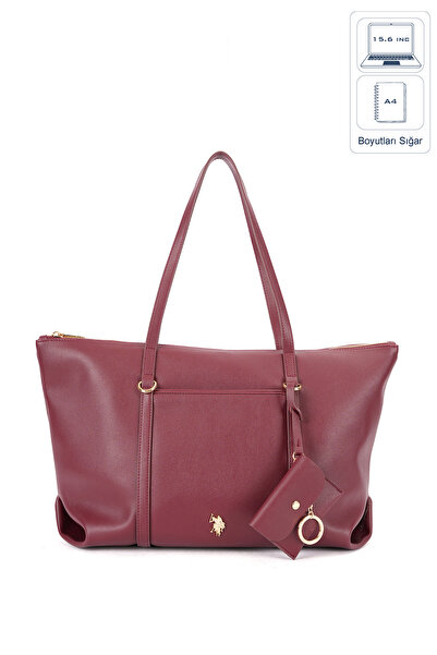U.S. Polo Assn. حقيبة كتف نسائية باللون الأحمر الداكن Us26581