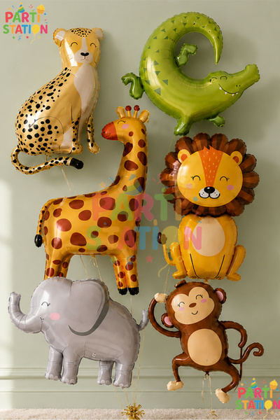 Parti Station Safari Concept Balloon Decoration Set 7 Pieces Giant Size Birth...