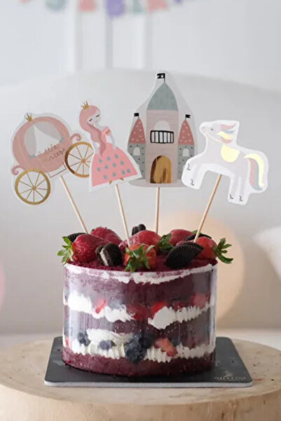 Le Mabelle Multi-Colored Princess and Castle Themed 4-Piece Long Toothpick Ca...