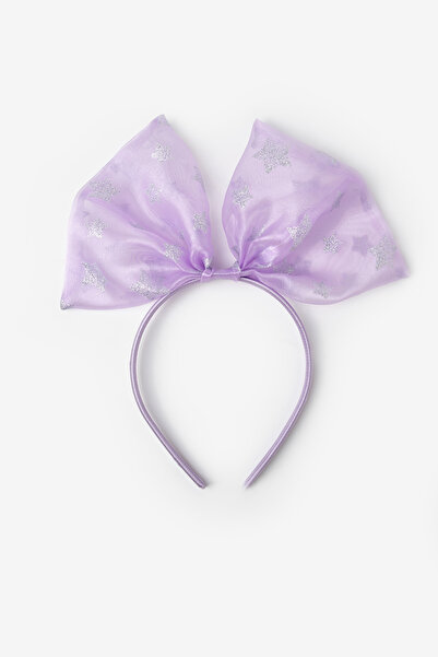 Le Mabelle Lilac Star Patterned Organza Bow Girl's Crown