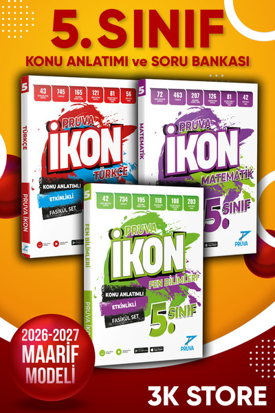 Pruva Akademi 2026-2027 Pruva İkon 5. Sınıf Türkçe Matematik ve Fen Bilimleri...