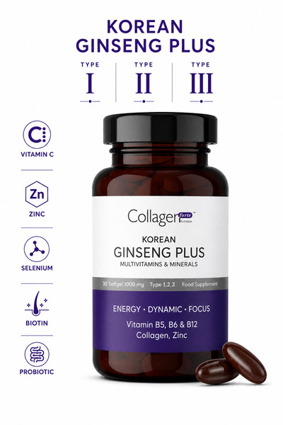 Collagen Forte Platinum Kırmızı Kore Ginseng Plus, Hidrolize Kolajen, Vitamin...