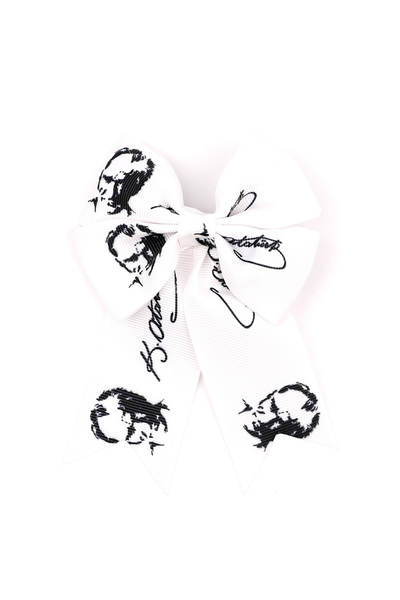 Le Mabelle مشبك مشبك للفتيات مطبوع عليه أتاتورك باللون الأبيض