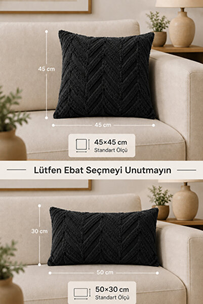 Senpai Wellsoft Dekoratif Kırlent Kılıfı 45x45 ve 30x50 Peluş Koltuk Kanepe Y...
