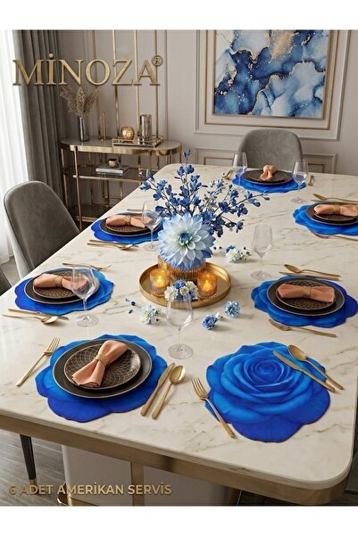 MİNOZA Love Series Romantic Rose Patterned Design Laser Cut Detailed Placemat...