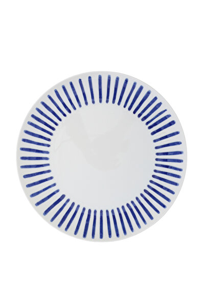 Yargıcı Çizgi Desenli Porselen Yemek Tabağı(27 Cm)