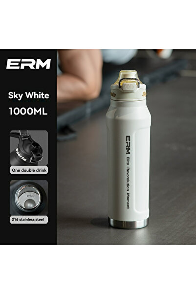 Choice9 0.7-1.5L WHITE-1000ML Insulated Water Bottle Stainless Steel Tumble C...