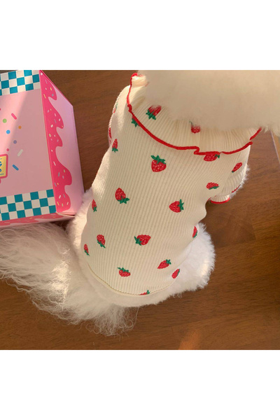 Choice M White Strawberry Small Dog Clothes Summer Breathable Clothing for Ca...