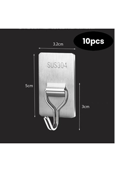 Choice 50X32mm 10PCS Self-Adhesive Towel Hooks 304 Stainless Steel Stick-On W...