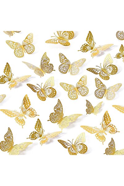 Choice style 1 48pcs 3D Butterfly Wall Decor 4 Styles 3 Sizes, Gold Butterfly...