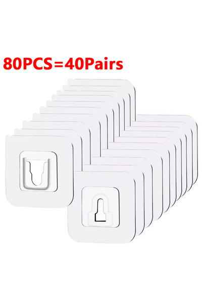 Choice 40 Pairs Multi-Purpose Transparent Hooks Double-sided Adhesive Wall Ho...