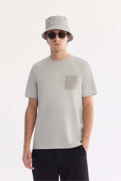 Avva Men's Gray Crew Neck Printed Bi-Stretch Interlock Regular Fit T-Shirt A6...