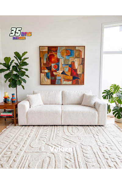 Velura Home & Living Sora 3'lü Kanepe & Üçlü Koltuk - Beyaz