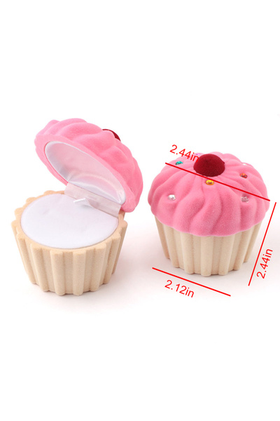 Choice cake-pink 1 Piece Lovely Velvet Jewelry Box Container Wedding Ring Box...
