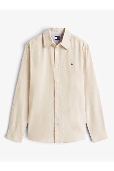 Tommy Hilfiger Tjm Reg Linen Blend Shirt Ext Men's Beige Uk Shirt - Dm0Dm22761