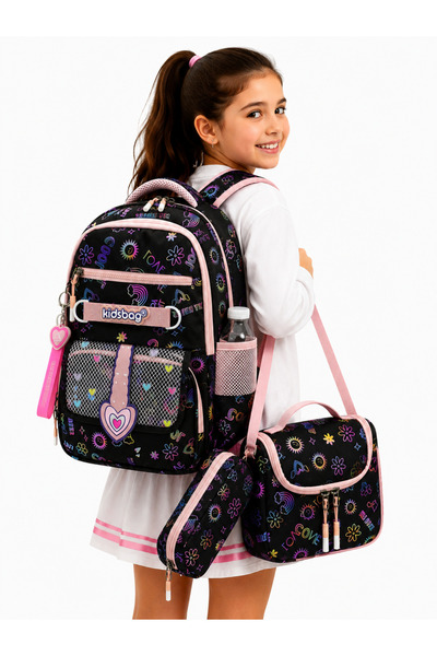 Bevitton 507 Waterproof Fabric Girls' Primary School Bag Patterned 3-Piece Sc...