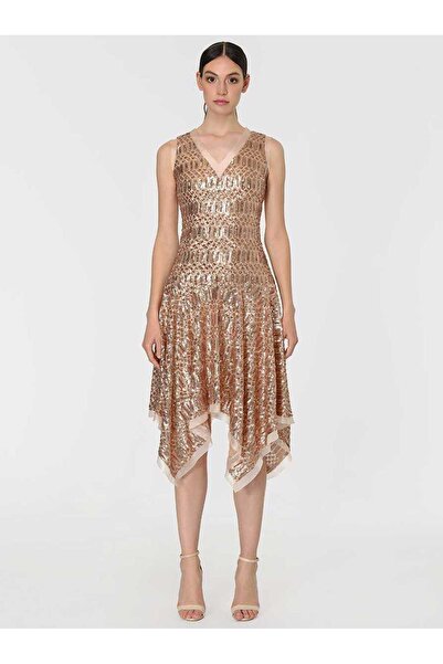 Roman Gold İşlemeli Gece Elbisesi Bronz Y1911301_077