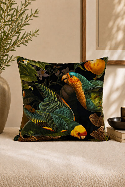 ASDİVA Bird Pattern Digital Printing Decorative Throw Pillow Cover 45X45