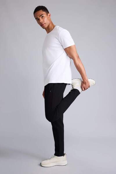 DeFacto Slim Fit Sportsman Slim Jogger Sweatpants Slim Fit Zippered Basic Sta...