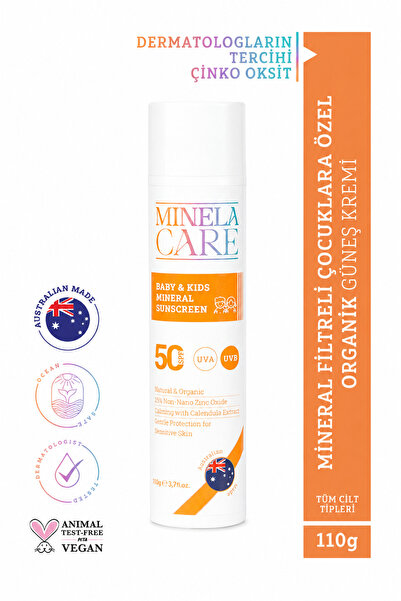 Minela Care Organik Mineral Filtreli Bebek ve Çocuk Güneş Kremi SPF 50 110 g ...